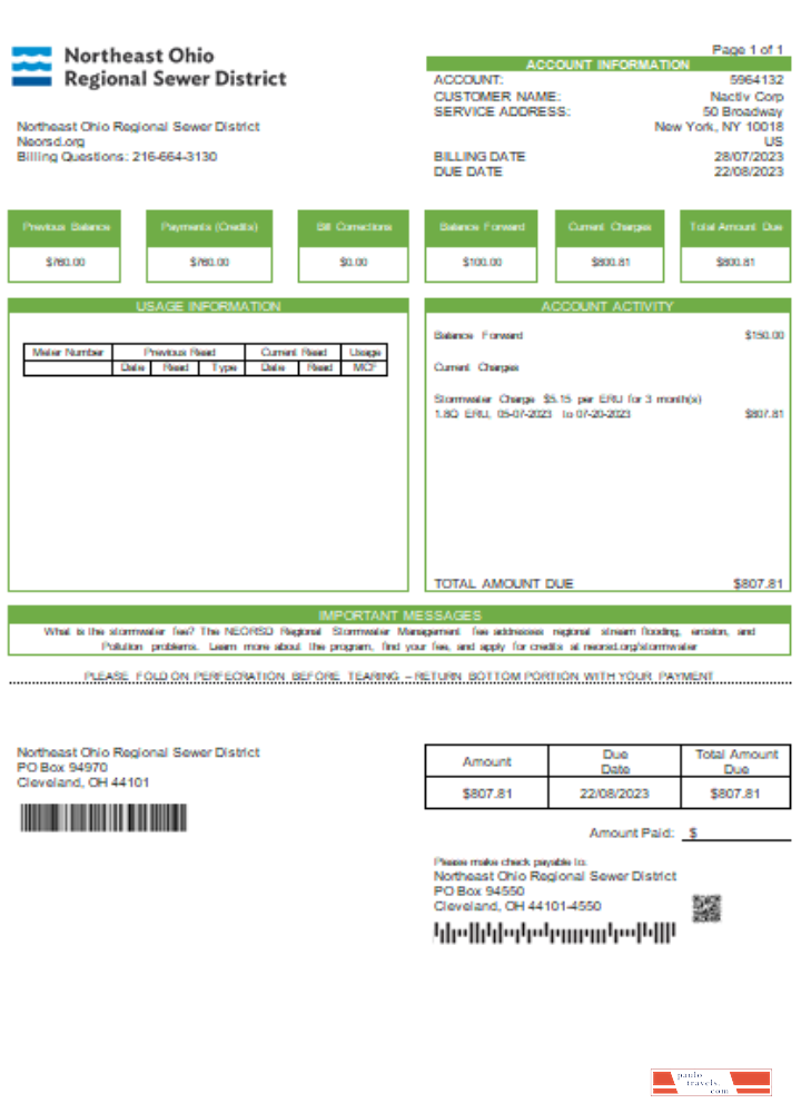 Northeast Ohio Regional Sewer Districtutility business bill, SCR PSD template